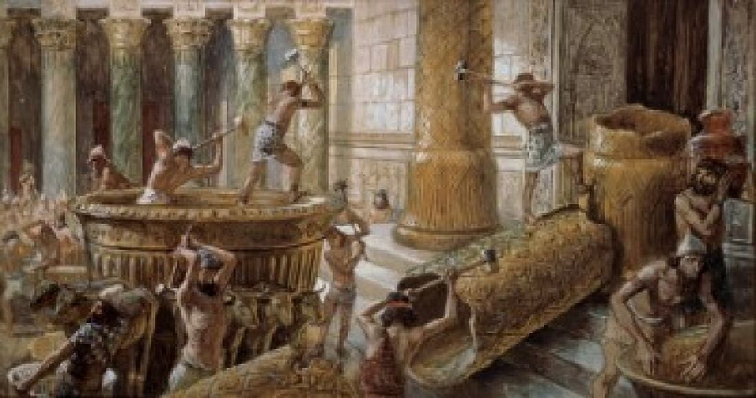 The Chaldees Destroy the Brazen Sea James Tissot (1836-1902 French) Jewish Museum New York Canvas Art - James Tissot (24 x 36)