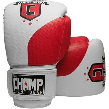 The Champ Fight Gear Alpha Series Boxing Gloves with Wrist Support for Boxing Kickboxing Muay Thai Training or Sparring Punching Bag Mitts,Red/White, 10Oz
