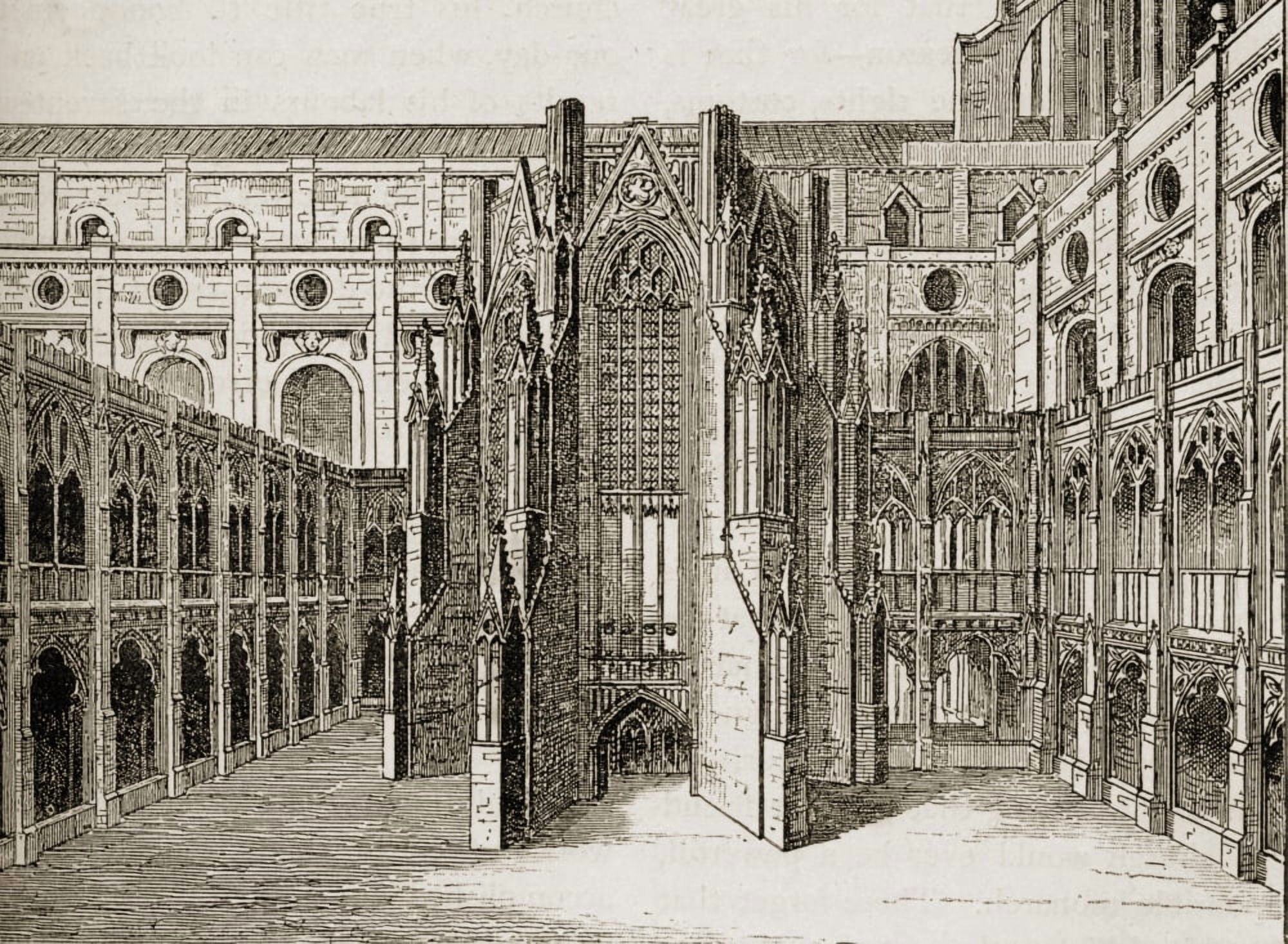 The Chapter House Old St Pauls Cathedral London England After The Engraving By Hollar Canvas Art - Ken Welsh Design Pics (34 x 24)