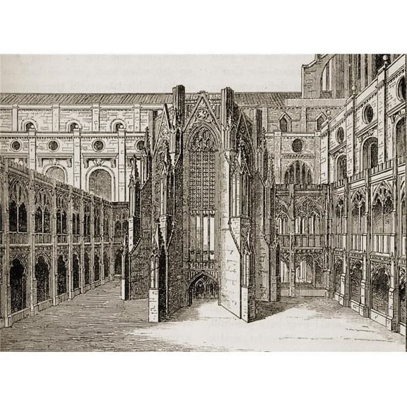 The Chapter House Old St. Pauls Cathedral London England. After The Engraving by Hollar Poster Print - 34 x 24