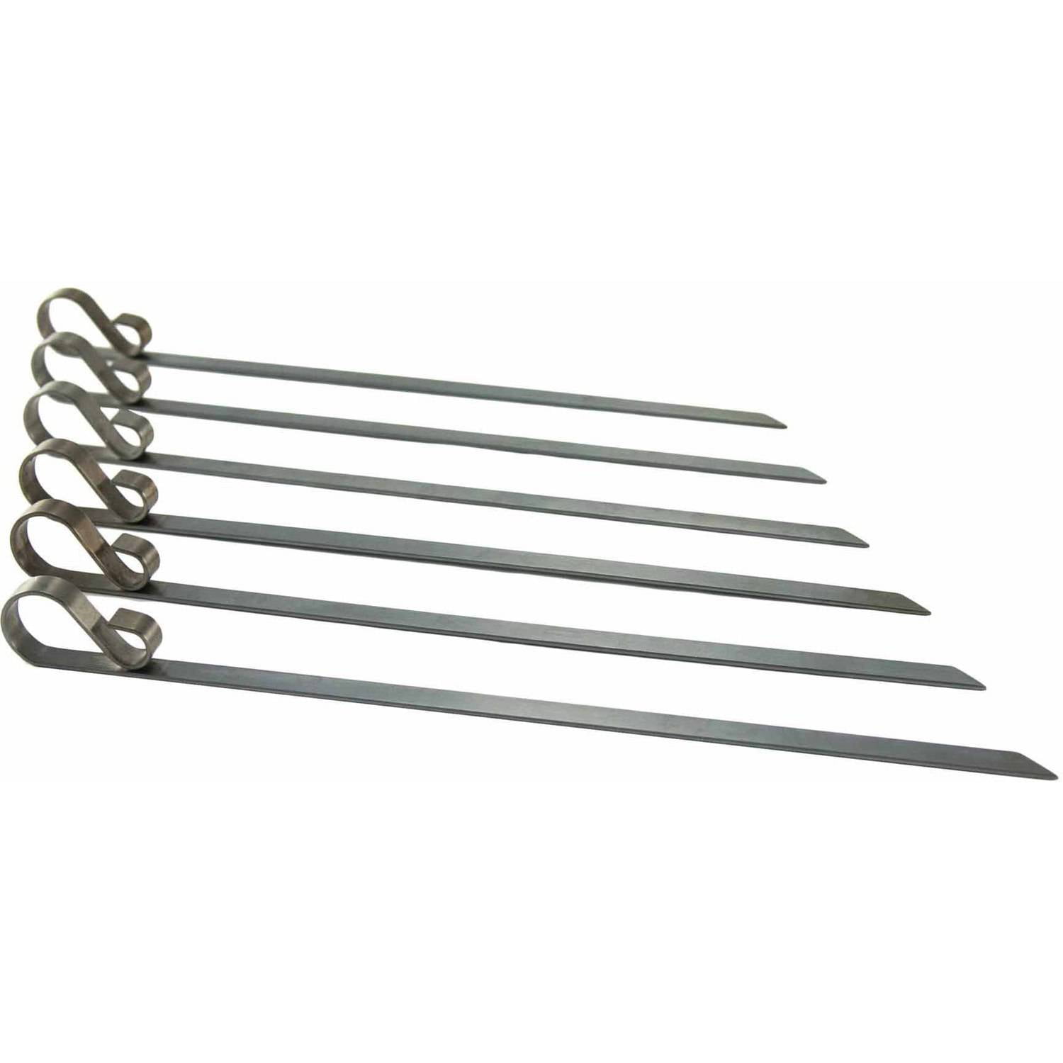 The Charcoal Companion Stainless Steel Kabob Flat Skewers for Grill and
