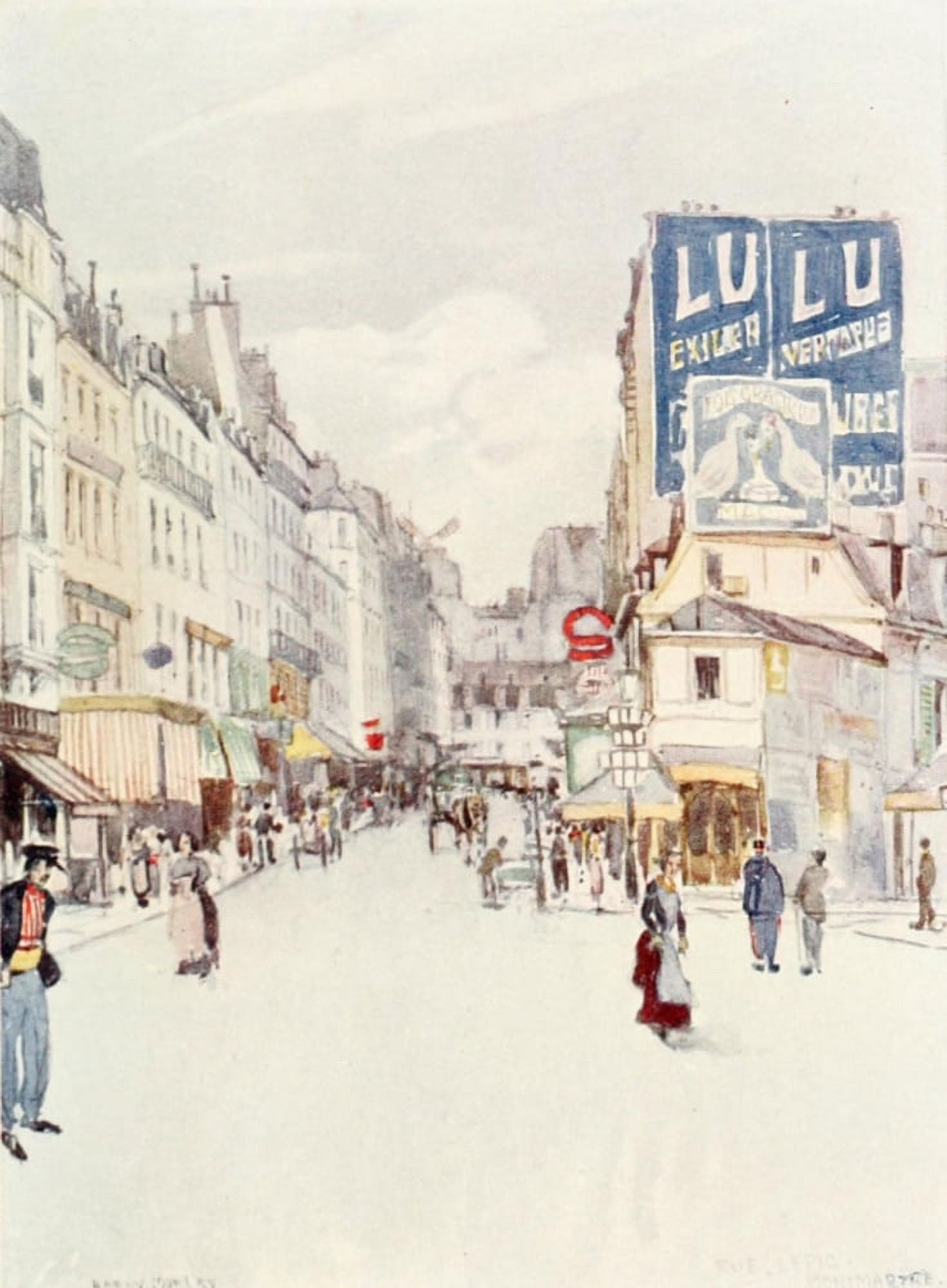 The Charm of Paris 1913 Montmartre Rue Lepic Canvas Art - Harry Morley (18 x 24)