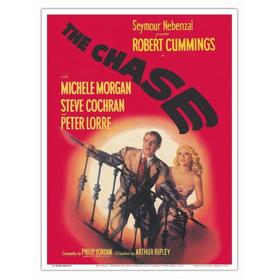 The Chase - Starring Michelle Morgan Steve Cochran Peter Lorre - Vintage Film Noir Movie Poster c.1946 - Master Art Print (Unframed) 9in x 12in