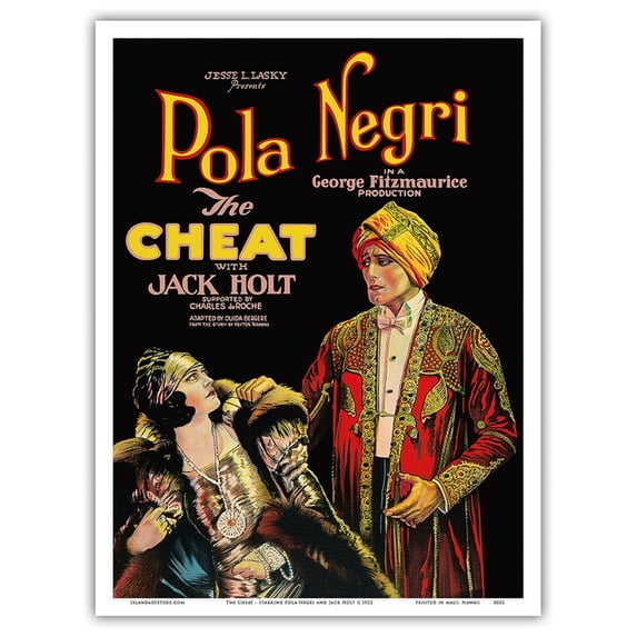 The Cheat - Starring Pola Negri and Jack Holt - Vintage Film Movie Poster c.1923 - Master Art Print (Unframed) 9in x 12in