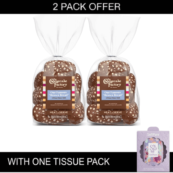 The Cheesecake Factory At Home Famous "Brown Bread" Wheat Dinner Rolls, with Tissue Pack