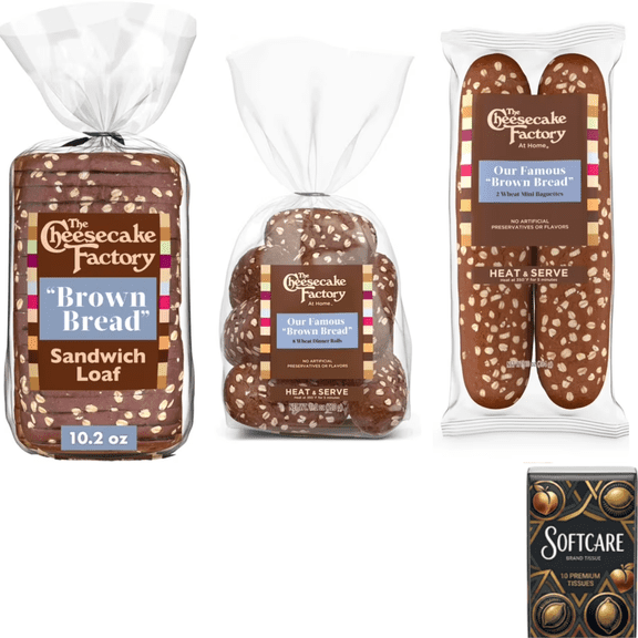The Cheesecake Factory "Brown Bread" Wheat Dinner Rolls | Wheat Mini Baguette | Sweet Wheat Sandwich Loaf, Kosher Rye Bread