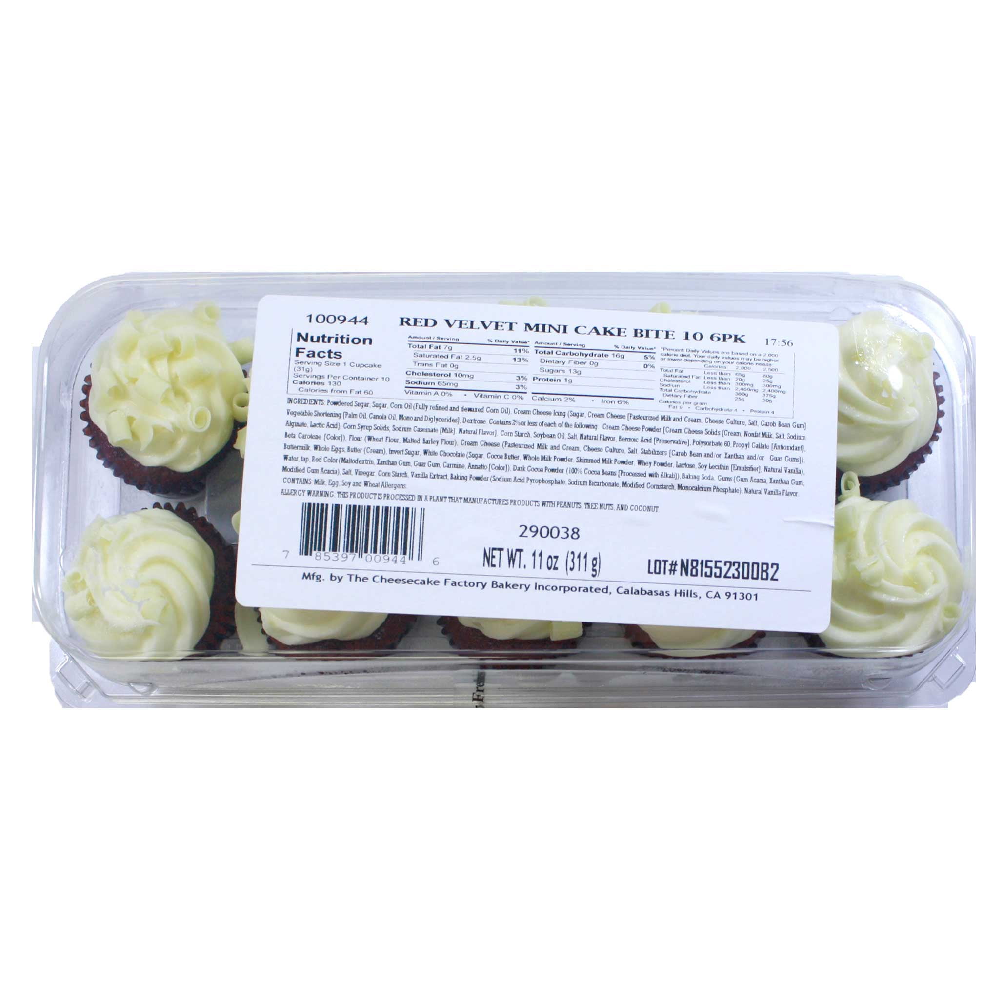 The Cheesecake Factory Red Velvet Mini Cupcakes 10 count (Pack of 6)