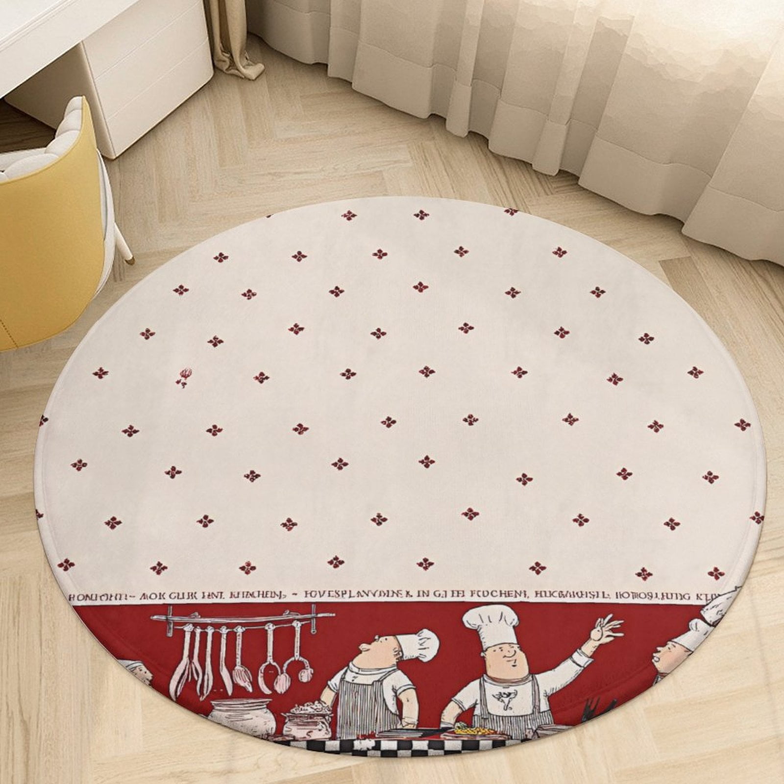The Chef Is in The Kitchen Round Area Rugs for Bedroom Living Room, 5FT ...