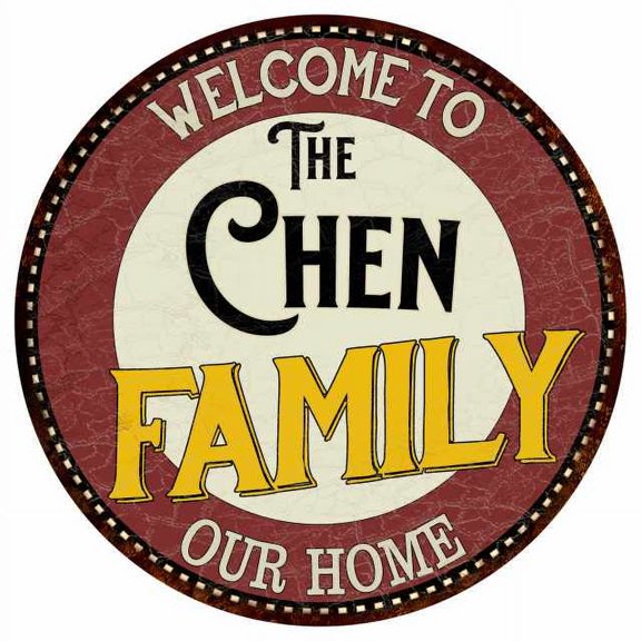 The Chen Family 12" Round Metal Sign Kitchen Game Room Dcor 200120038261