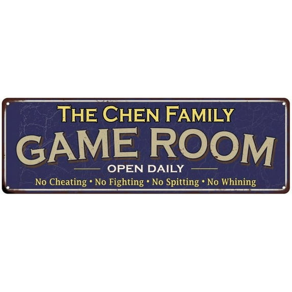 The Chen Family Blue Game Room Metal 6x18 Sign 106180037050