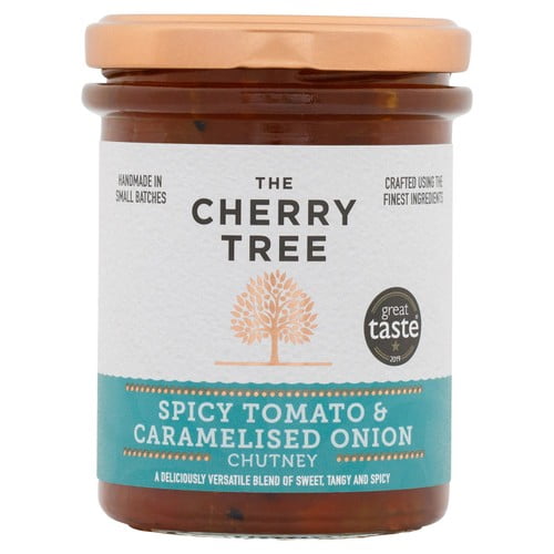 The Cherry Tree Spicy Tomato & Caramelised Onion Chutney 210g, British Import (Pack of 2)