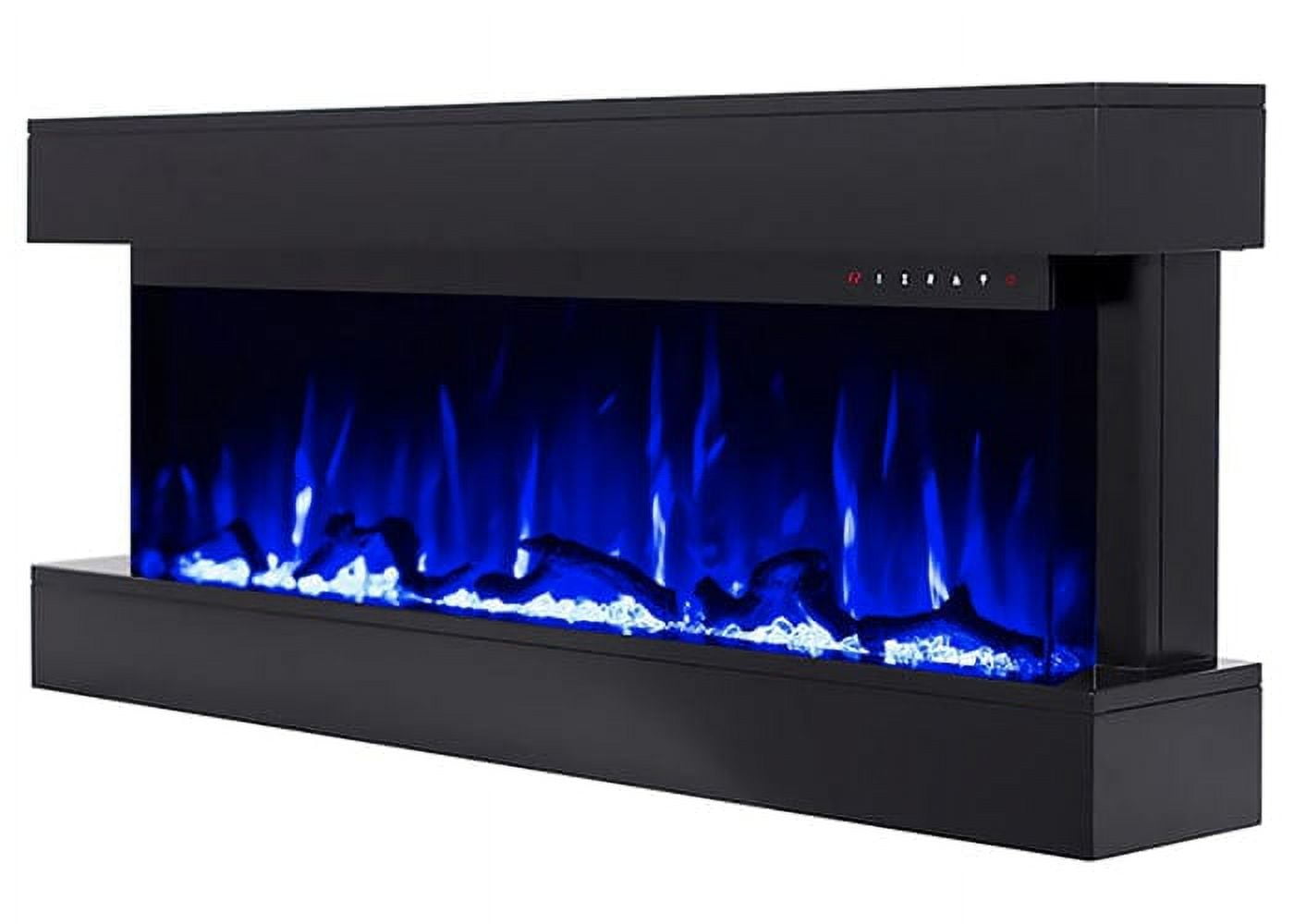The Chesmont by Touchstone - Wall Mount 3-Sided Smart Electric Fireplace  - 50" Wide w/Black Mantel