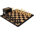 thumbnail image 1 of The Chess Store Club Special Plastic Chess Set Black & Camel Pieces with Extra Queens, Macassar Ebony & Maple Floppy Chess Board & Box - 3.75" King, 1 of 9