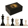 thumbnail image 1 of The Chess Store Master Series Tournament Size Triple Weighted Plastic Chess Pieces Black & Ivory with Extra Queens & Box - 3.75" King, 1 of 4