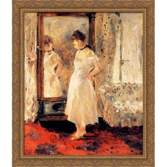 The Cheval Glass 28x34 Large Gold Ornate Wood Framed Canvas Art by Berthe Morisot