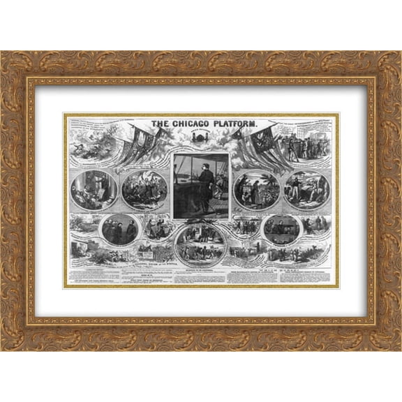 The Chicago platform 24x18 Double Matted Gold Ornate Framed Art Print