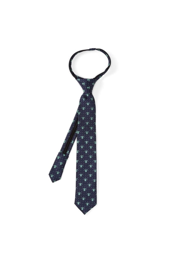 Grogu Boy's Navy Dotted Zipper Men's Tie