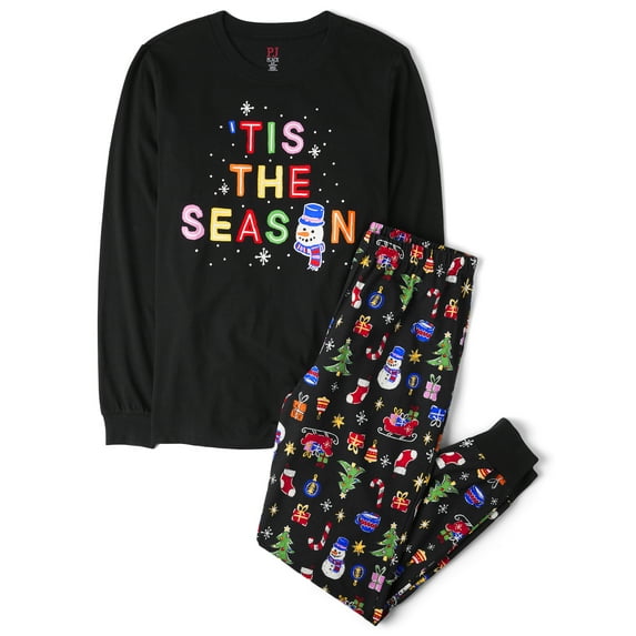 The Children's Place Adult Unisex Matching Family Glow-in-the-Dark Cotton Christmas Pajamas, Adult Sizes XS-3XL