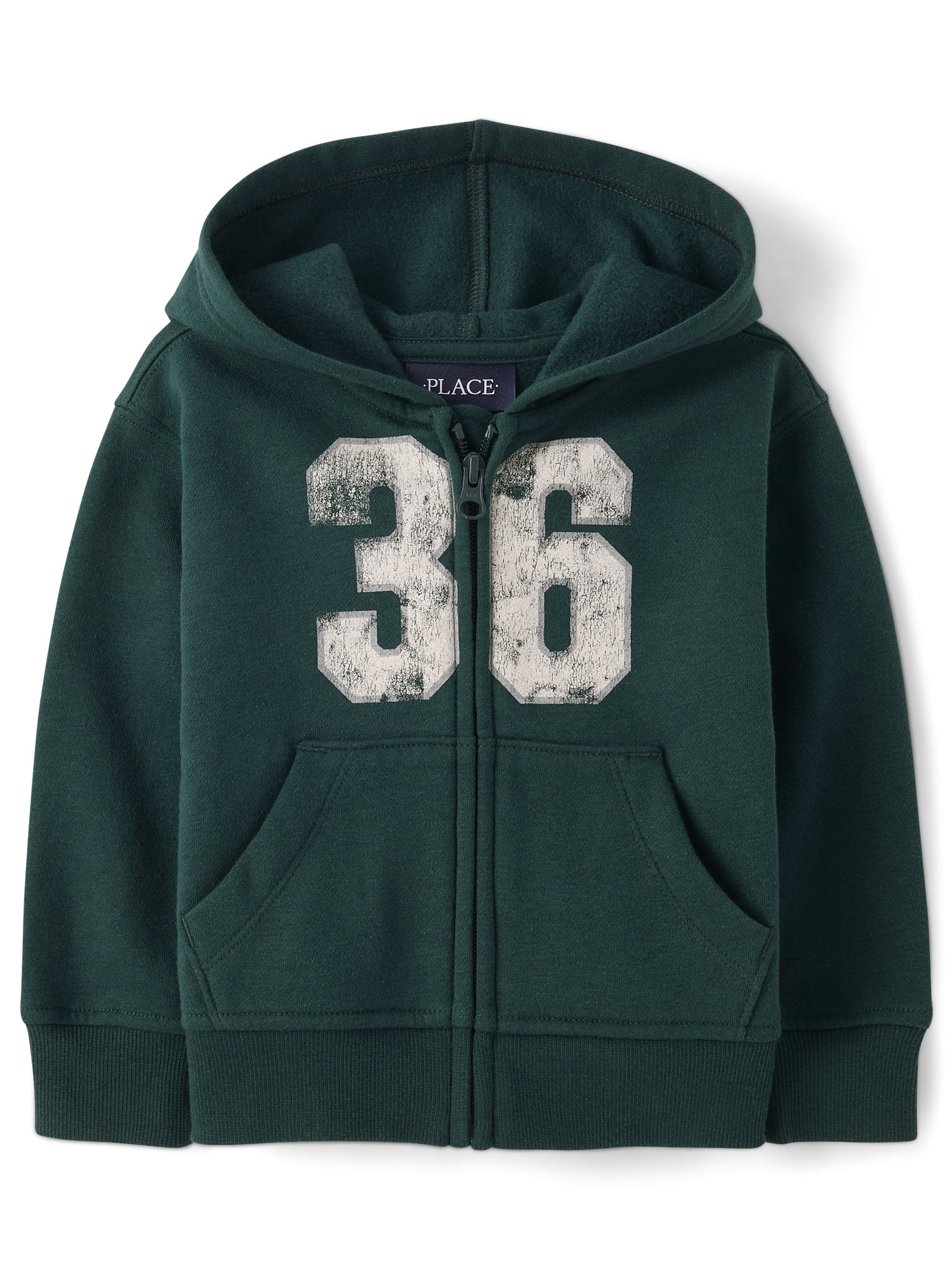 The Children's Place Baby And Toddler Boys Active Long Sleeve Varsity Premium Fleece Zip Up Hoodie, Sizes 6M-5T