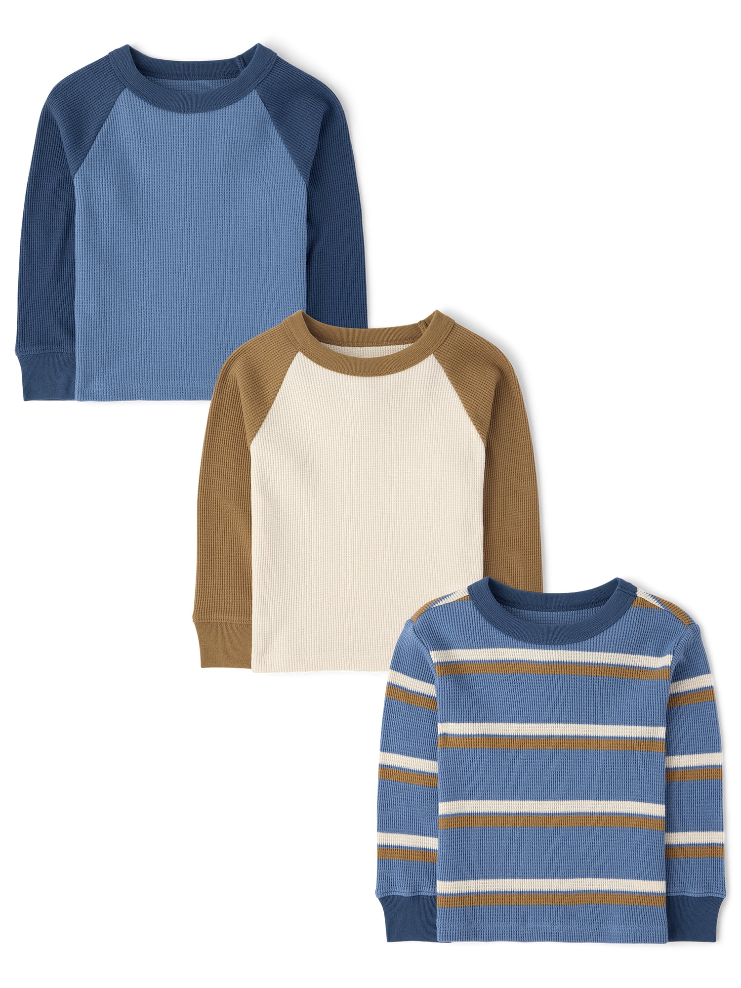 Baby And Toddler Boys Long Sleeve Colorblock Top, 3-Pack, Sizes 6M-5T