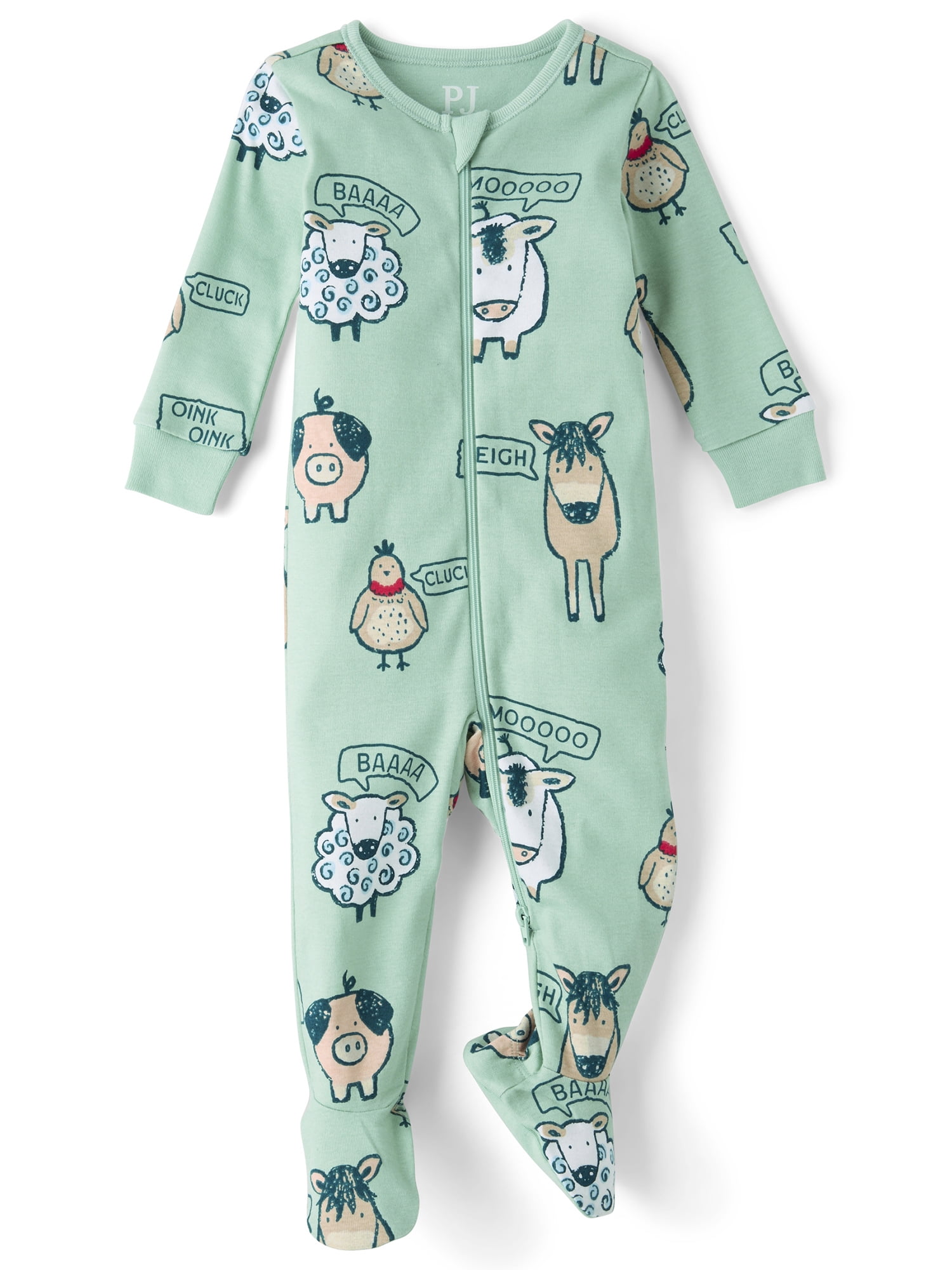 The Children's Place Baby And Toddler Boys Long Sleeve Farm Animals Snug Fit Footed PJs, Sizes 0-3M-5T