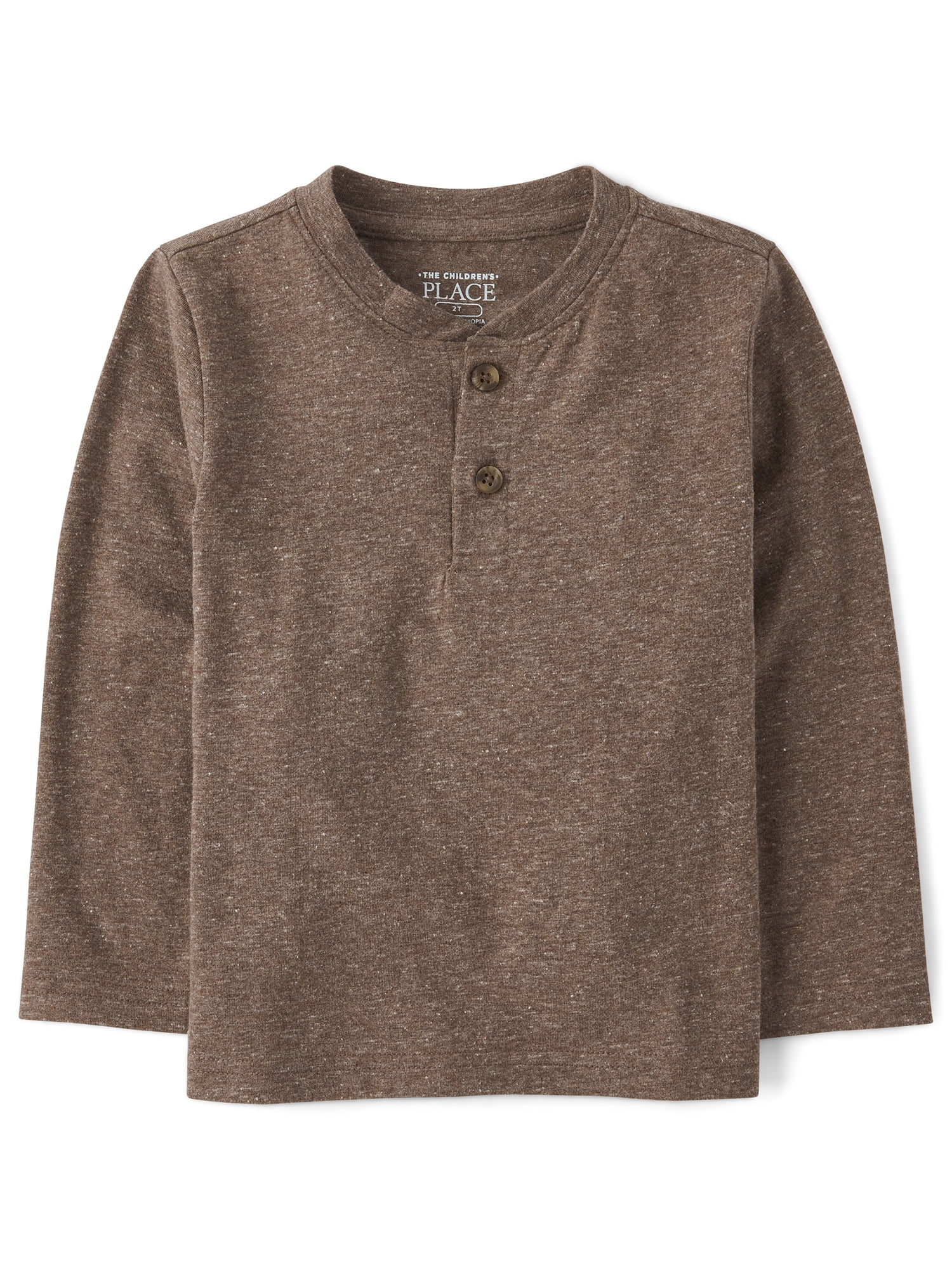 The Children's Place Baby And Toddler Boys Long Sleeve Marled Henley Top, Sizes 6M-5T