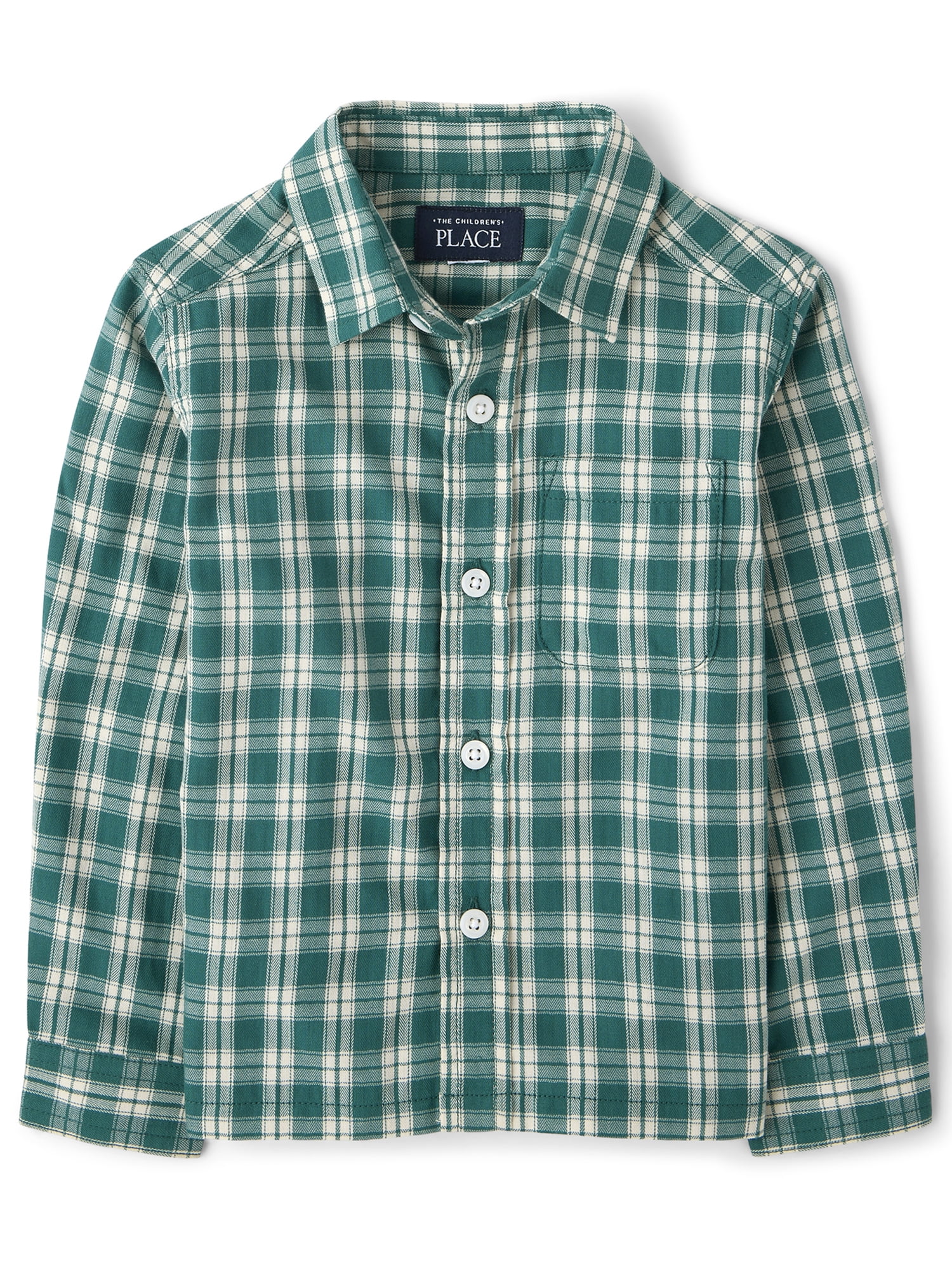 The Children's Place Baby And Toddler Boys Long Sleeve Plaid Textured Poplin Button Up Shirt, Sizes 6M-5T