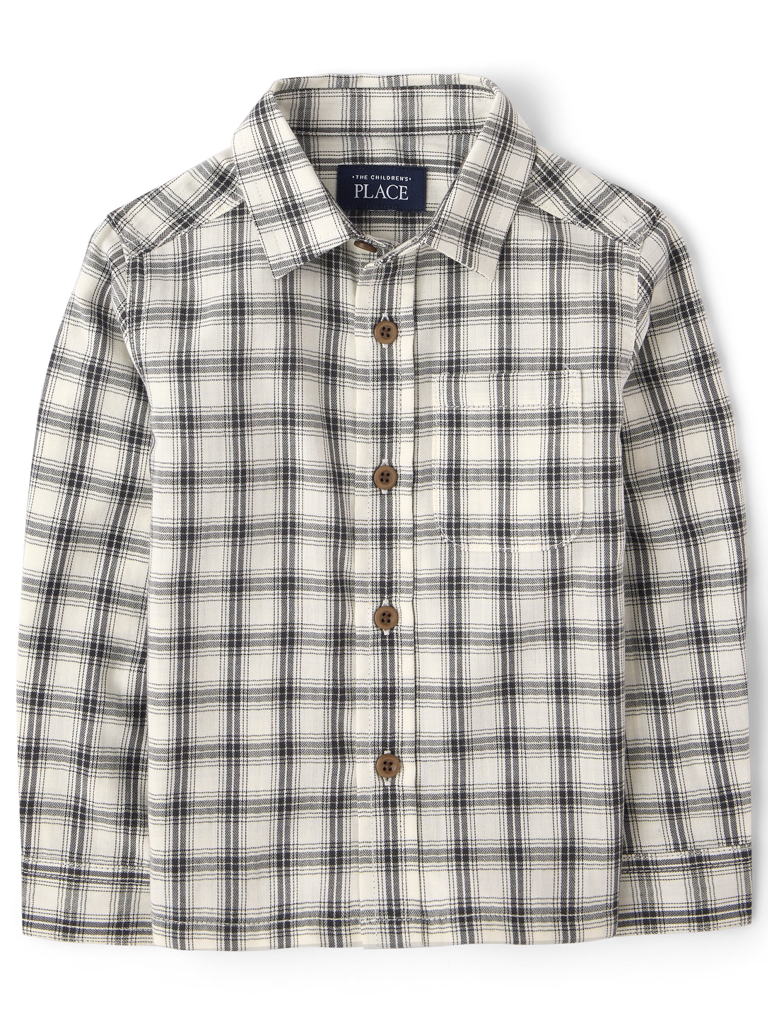Baby And Toddler Boys Long Sleeve Plaid Textured Poplin Button Up Shirt, Sizes 6M-5T
