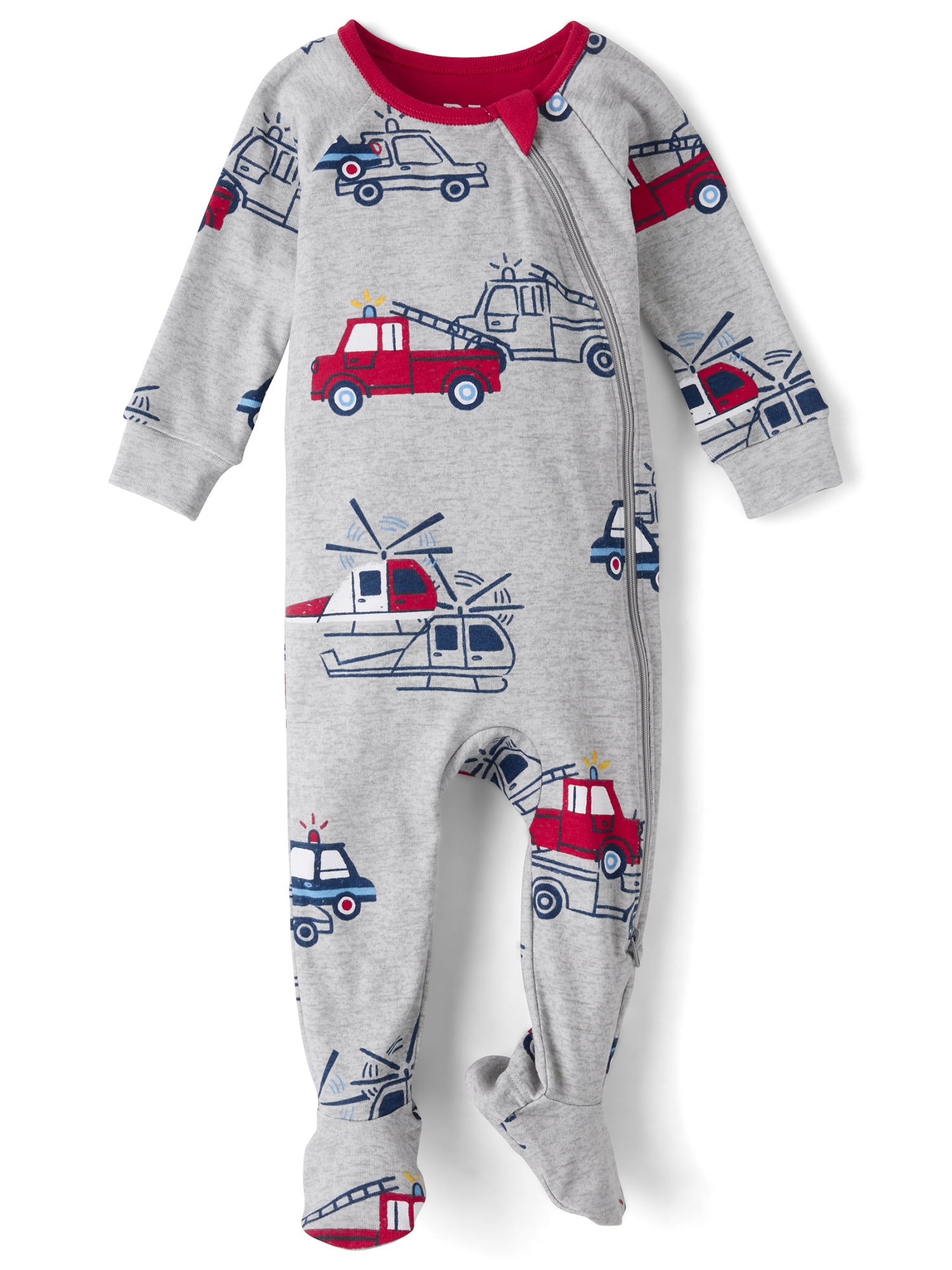 The Children's Place Baby And Toddler Boys Long Sleeve Rescue Vehicle Snug Fit Footed PJs, Sizes 0-3M-5T