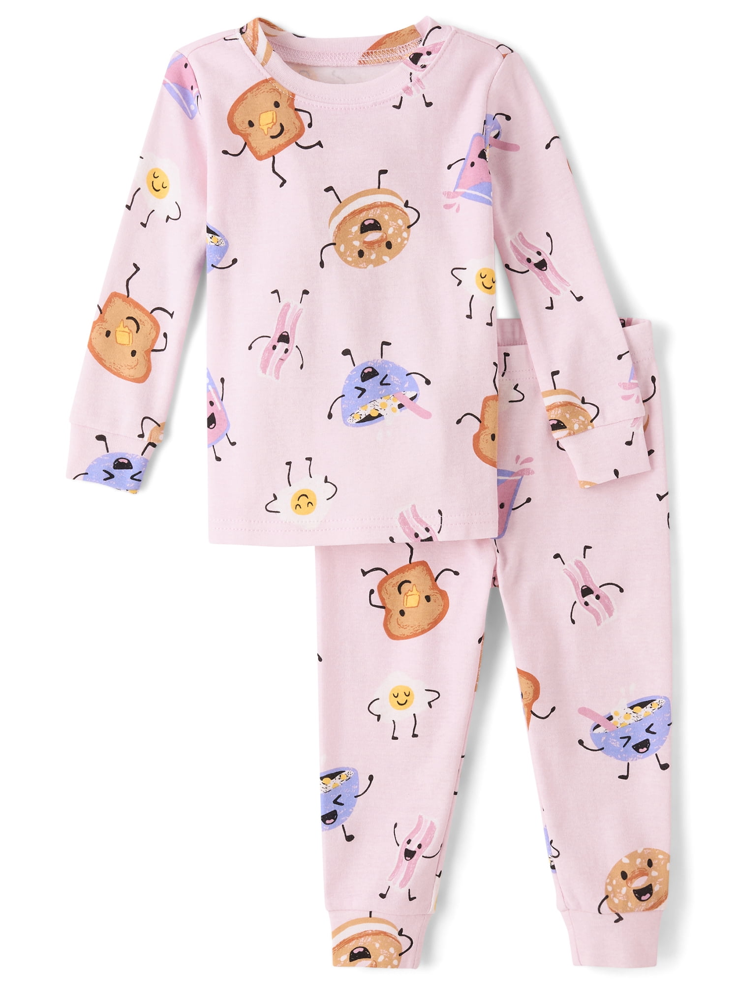 The Children's Place Baby And Toddler Girls Long Sleeve Breakfast Snug Fit Cotton PJs, Sizes 12M-6T