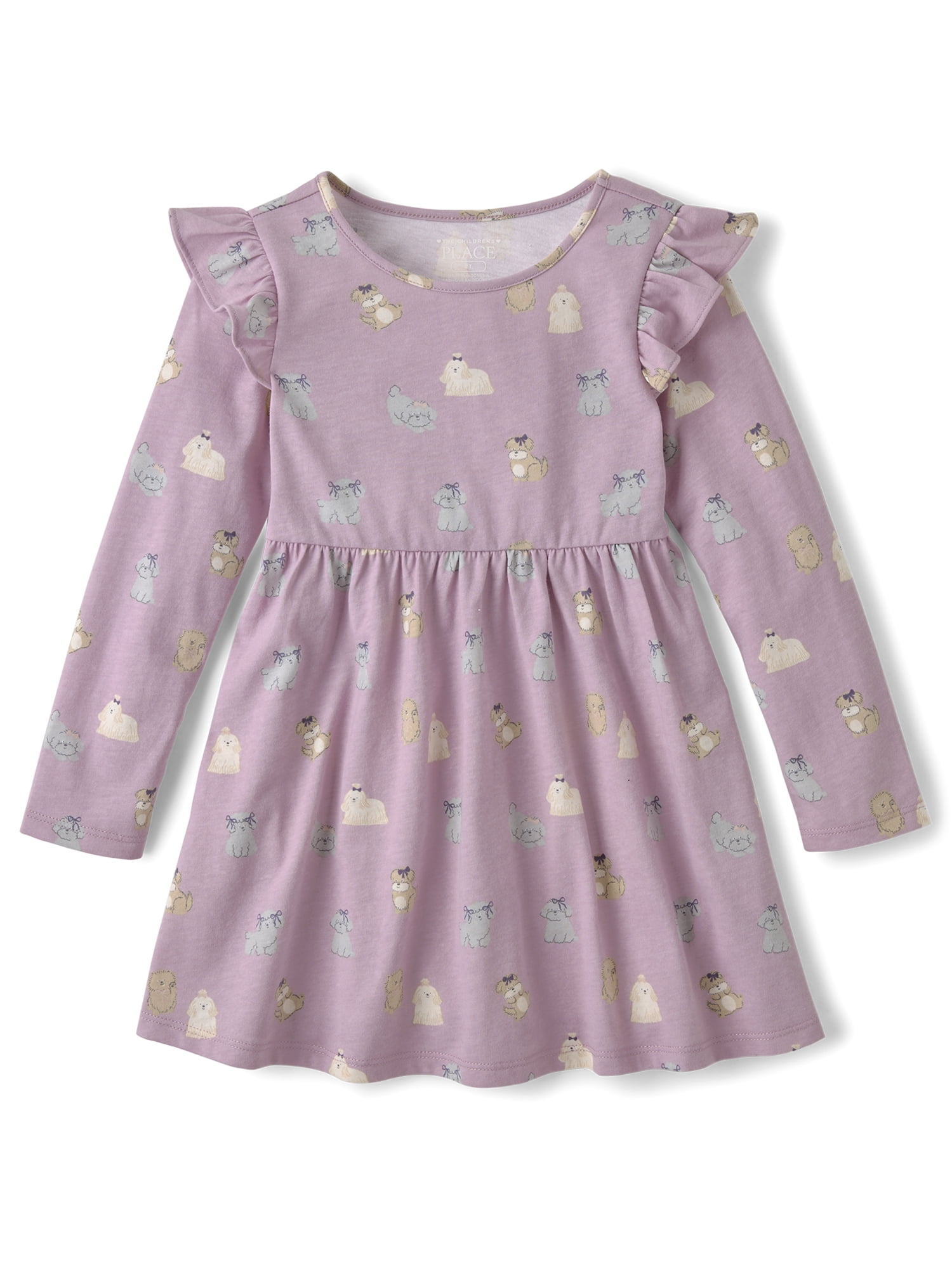 The Children's Place Baby And Toddler Girls Long Sleeve Floral Flutter Dress, Sizes 6M-5T