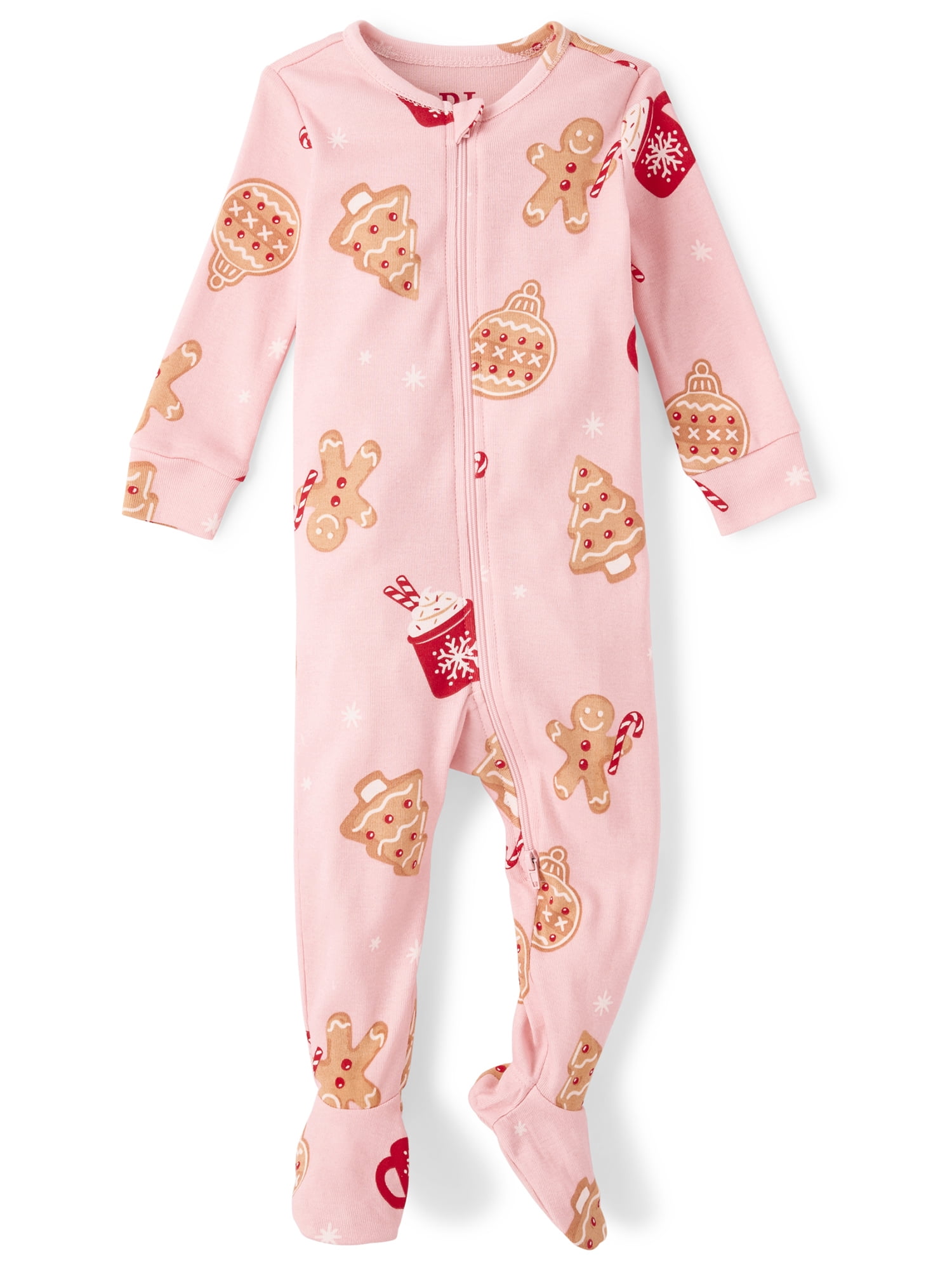 The Children's Place Baby And Toddler Girls Long Sleeve Gingerbread Snug Fit Footed PJs, Sizes NB-18M