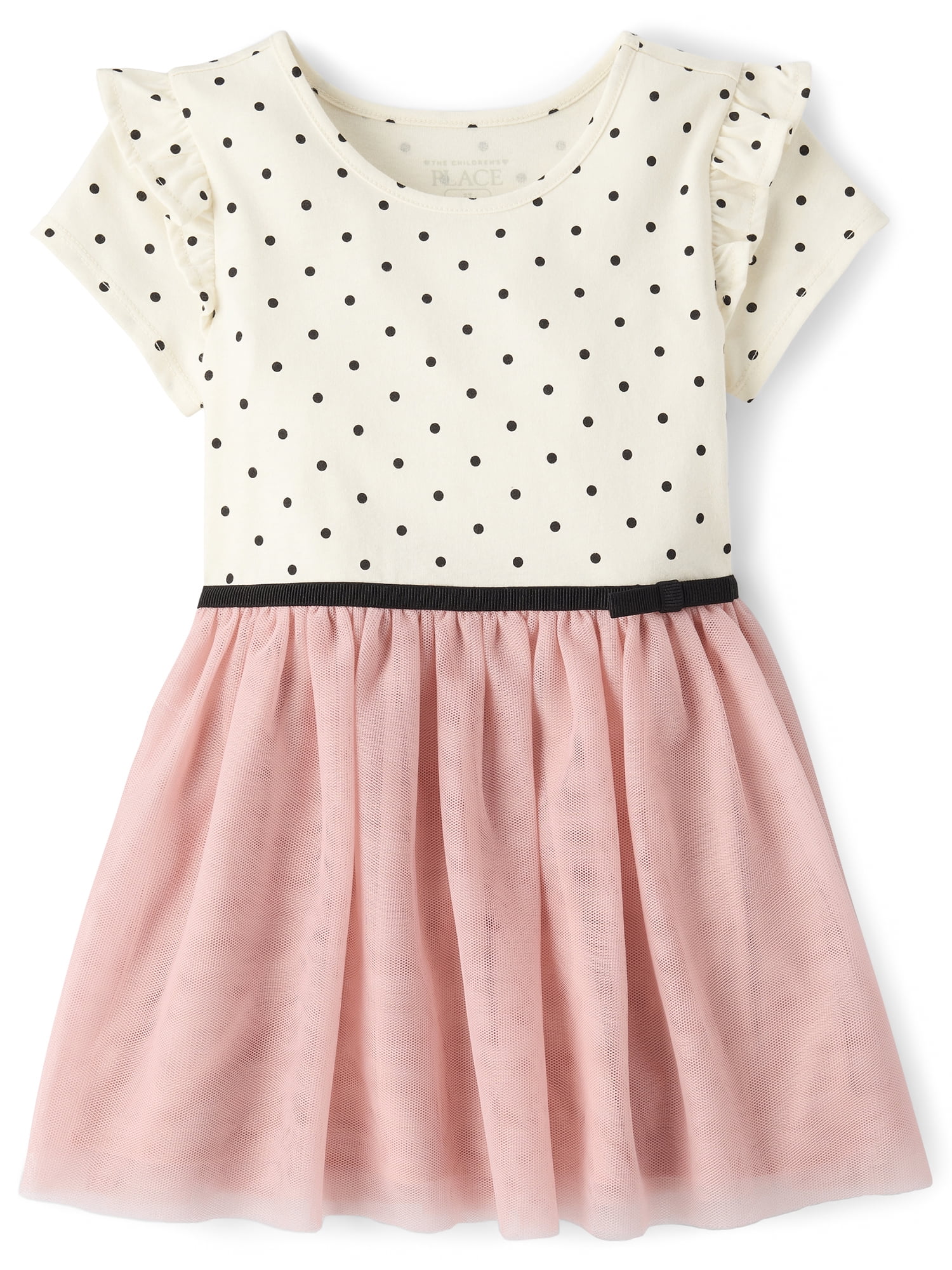 The Children's Place Baby And Toddler Girls Short Flutter Sleeve Dot Print Tutu Dress, Sizes 6M-5T