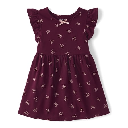 The Children's Place Baby And Toddler Girls Short Sleeve Bow Flutter Dress, Sizes 6M-5T