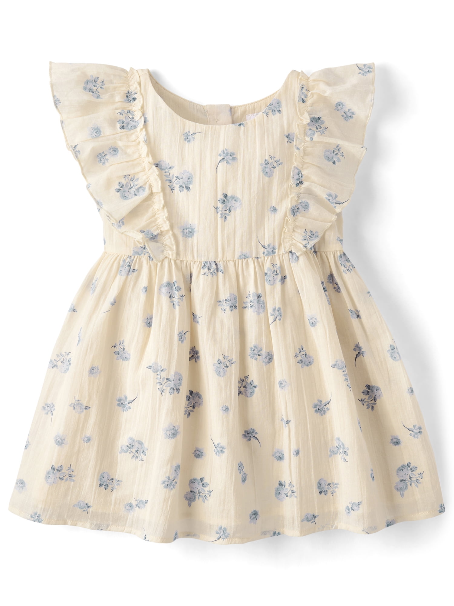The Children's Place Baby And Toddler Girls Short Sleeve Floral Textured Flutter Dress, Sizes 6M-5T