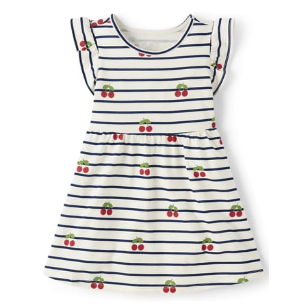 The Children's Place Baby And Toddler Girls Short Sleeve Print Flutter Dress, Sizes 6M-5T