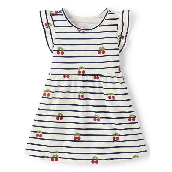 The Children's Place Baby And Toddler Girls Short Sleeve Print Flutter Dress, Sizes 6M-5T