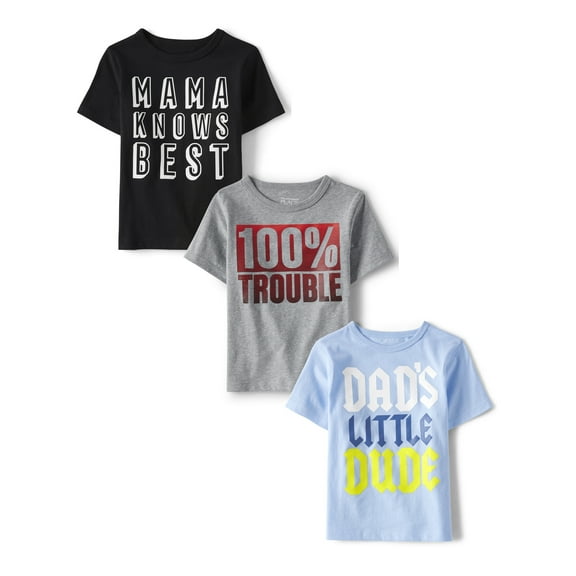 The Children's Place Toddler Boys Short Sleeve Graphic T-Shirts, 3-Pack, Sizes 12M-5T