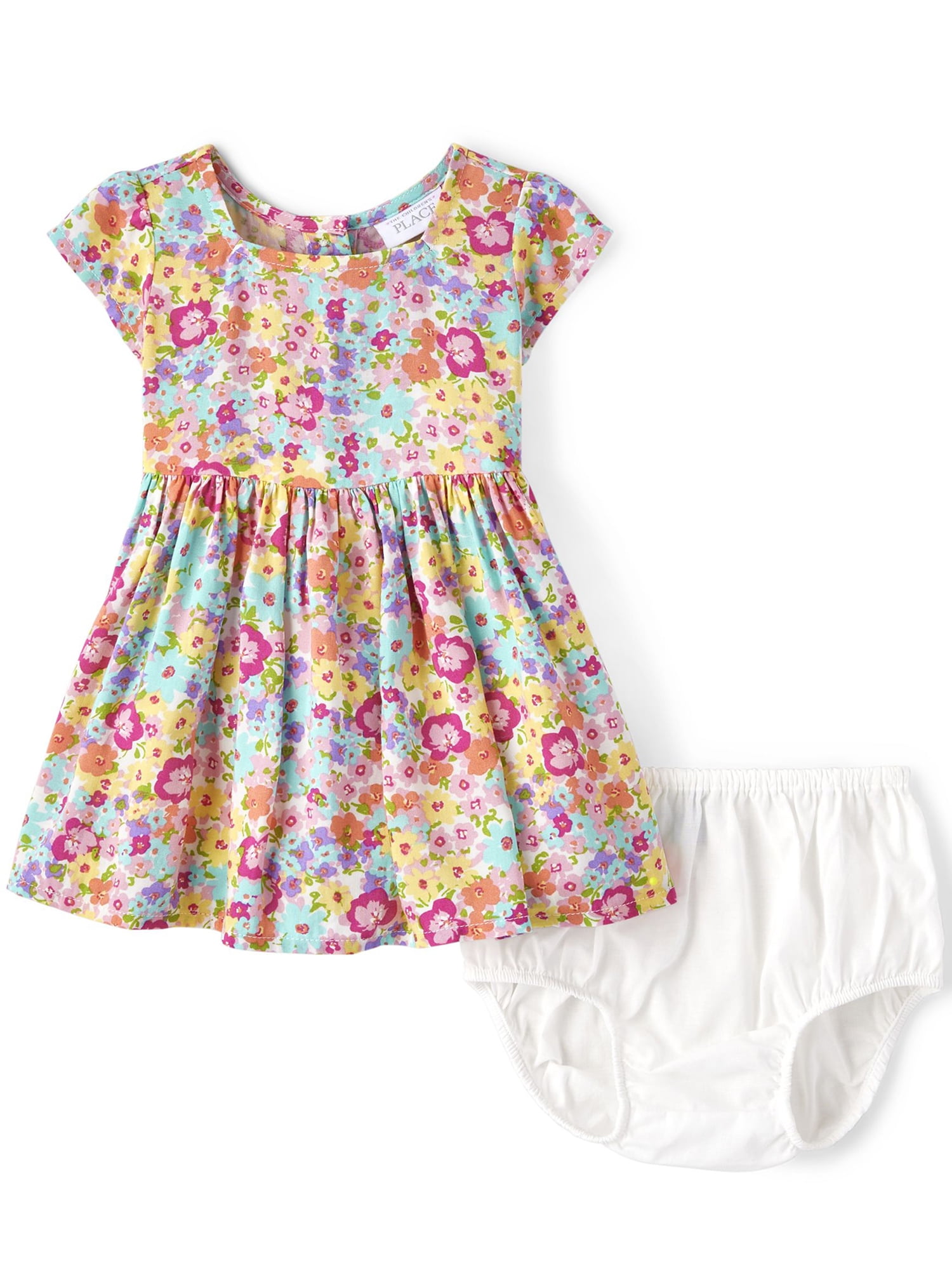 The Children's Place Baby Girl Short Sleeve Ditsy Floral Dress, Sizes ...