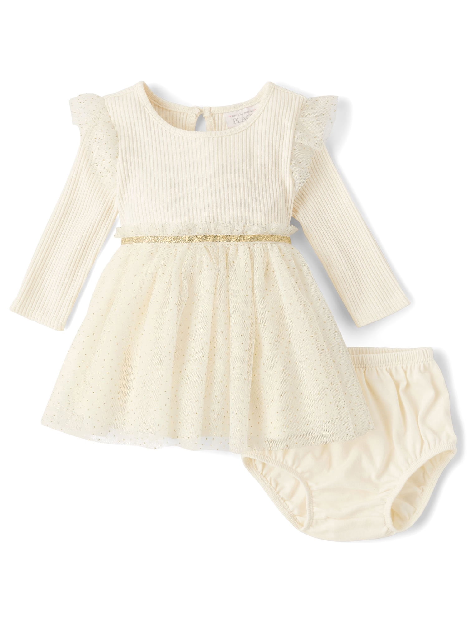 The Children's Place Baby Girls Long Sleeve Ribbed Tutu Dress