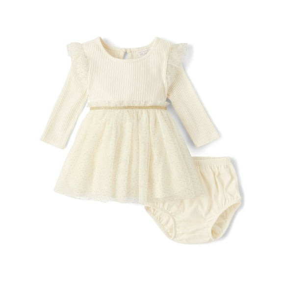The Children's Place Baby Girls Long Sleeve Ribbed Tutu Dress, Sizes NB-18M