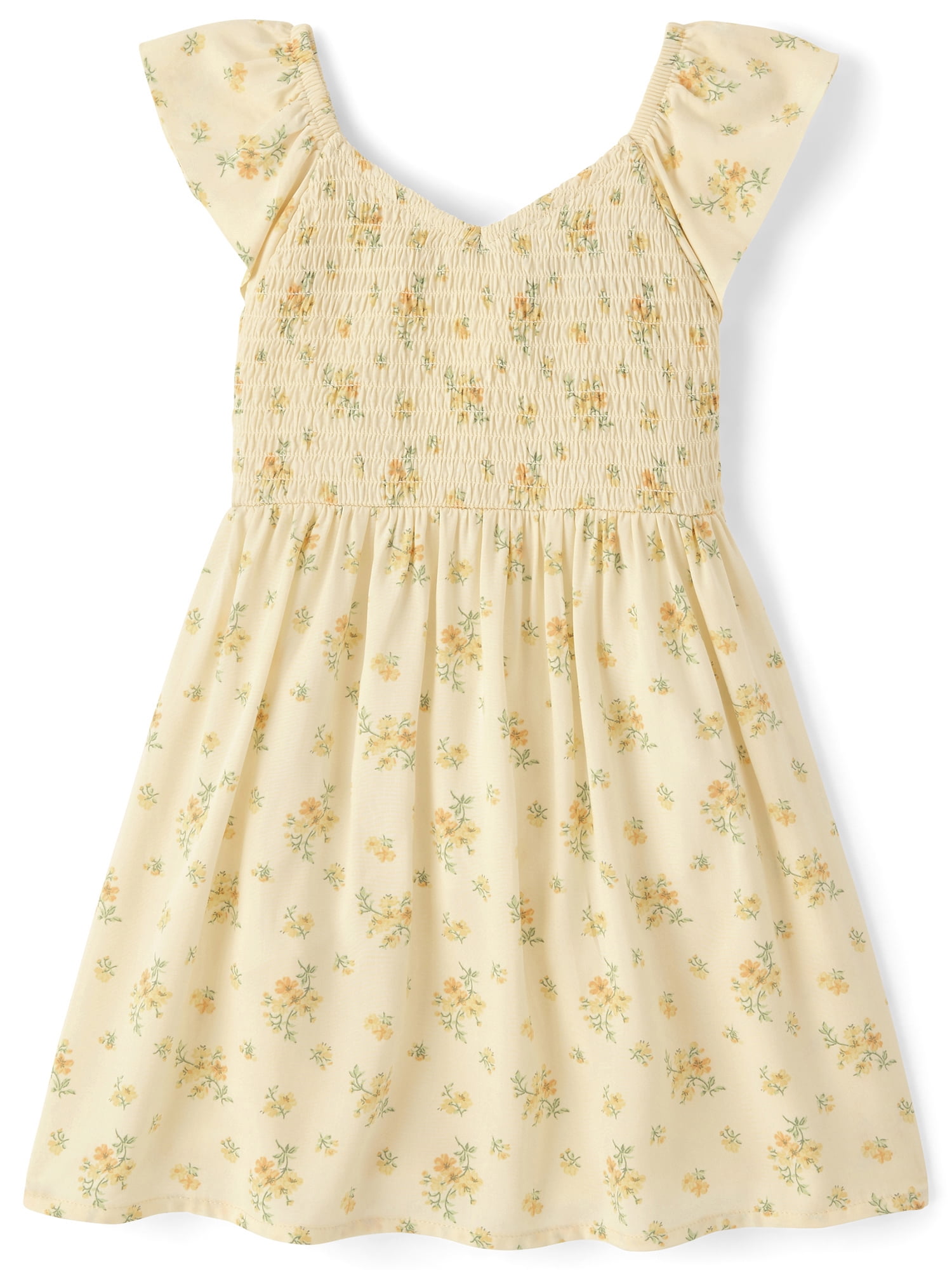The Children's Place Baby Girls Short Sleeve Floral Smocked Flutter Dress, Sizes 12M-5T