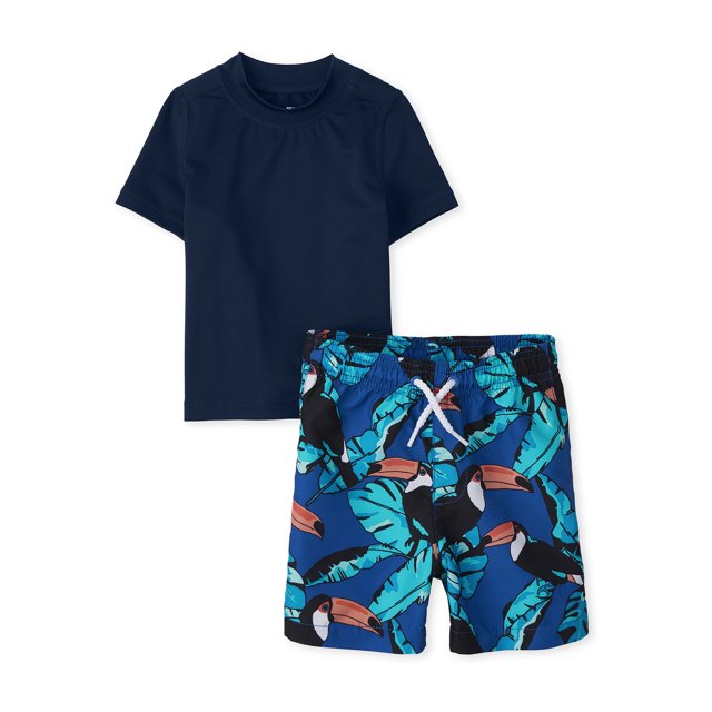 The Children's Place Baby Toddler Boy Rash Guard & Swim Trunks, 2pc Set