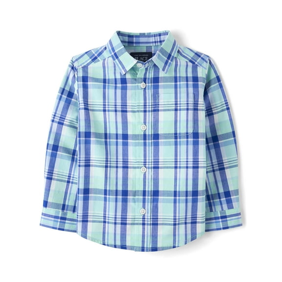 The Children's Place Baby & Toddler Boys Long Sleeve Button Up Shirt, Sizes 6M-5T