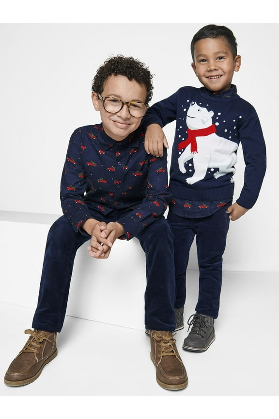 Baby & Toddler Boys Long Sleeve Button Up Shirt, Sizes 6M-5T