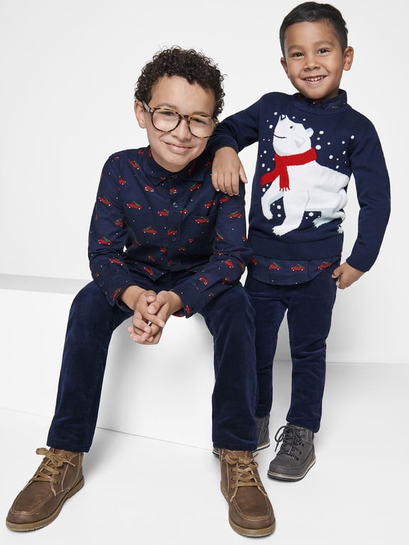Baby & Toddler Boys Long Sleeve Button Up Shirt, Sizes 6M-5T