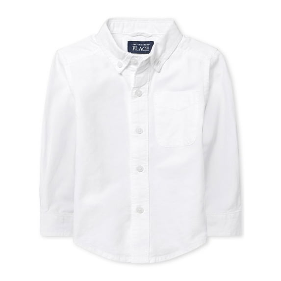 The Children's Place Baby Toddler Boys Long Sleeve Button Up Shirt, Sizes 6M-5T