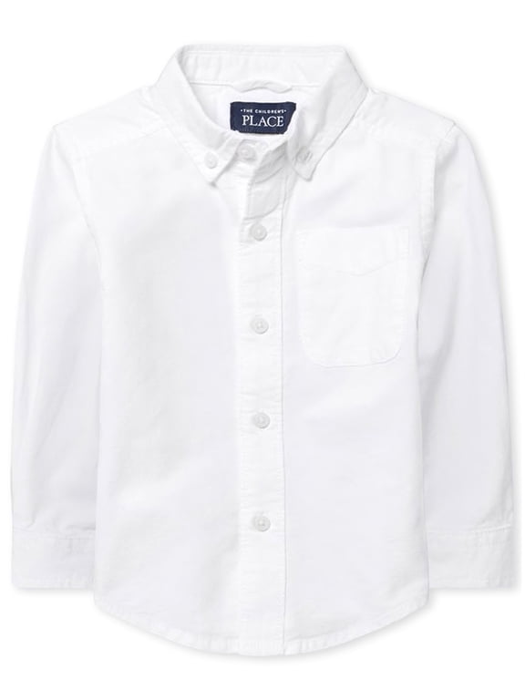 Baby Toddler Boys Long Sleeve Button Up Shirt, Sizes 6M-5T