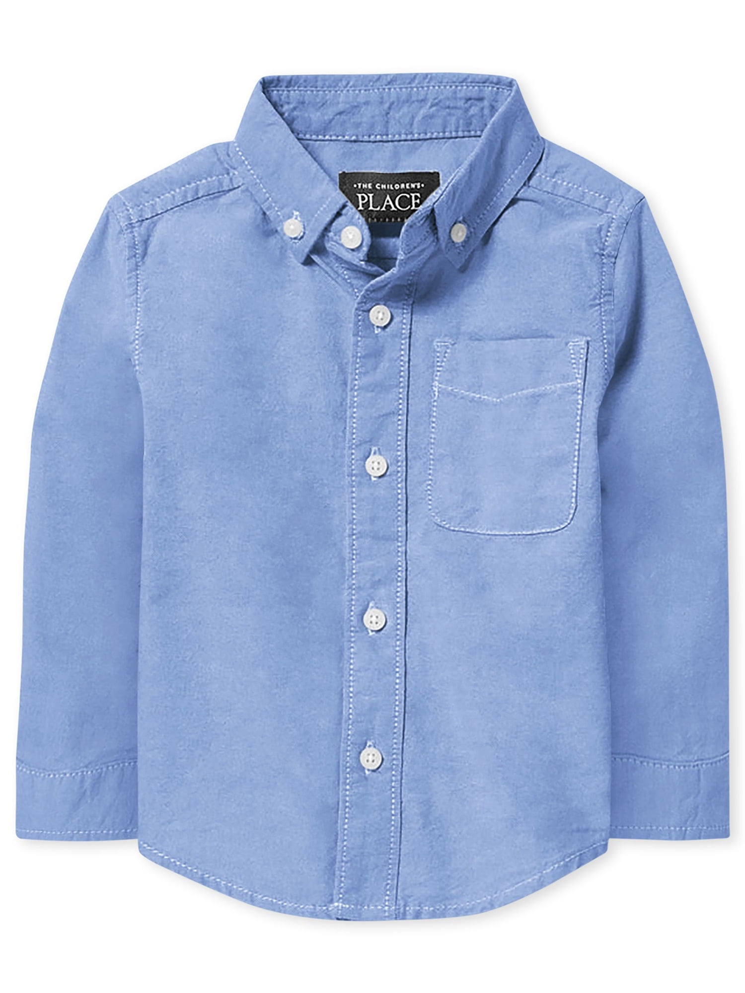 The Children's Place Baby Toddler Boys Long Sleeve Button Up Shirt, Sizes 6M-5T