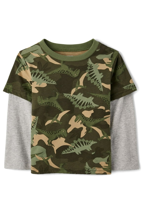 Baby & Toddler Boys Long Sleeve Camo 2fer Top, Sizes 6M-5T